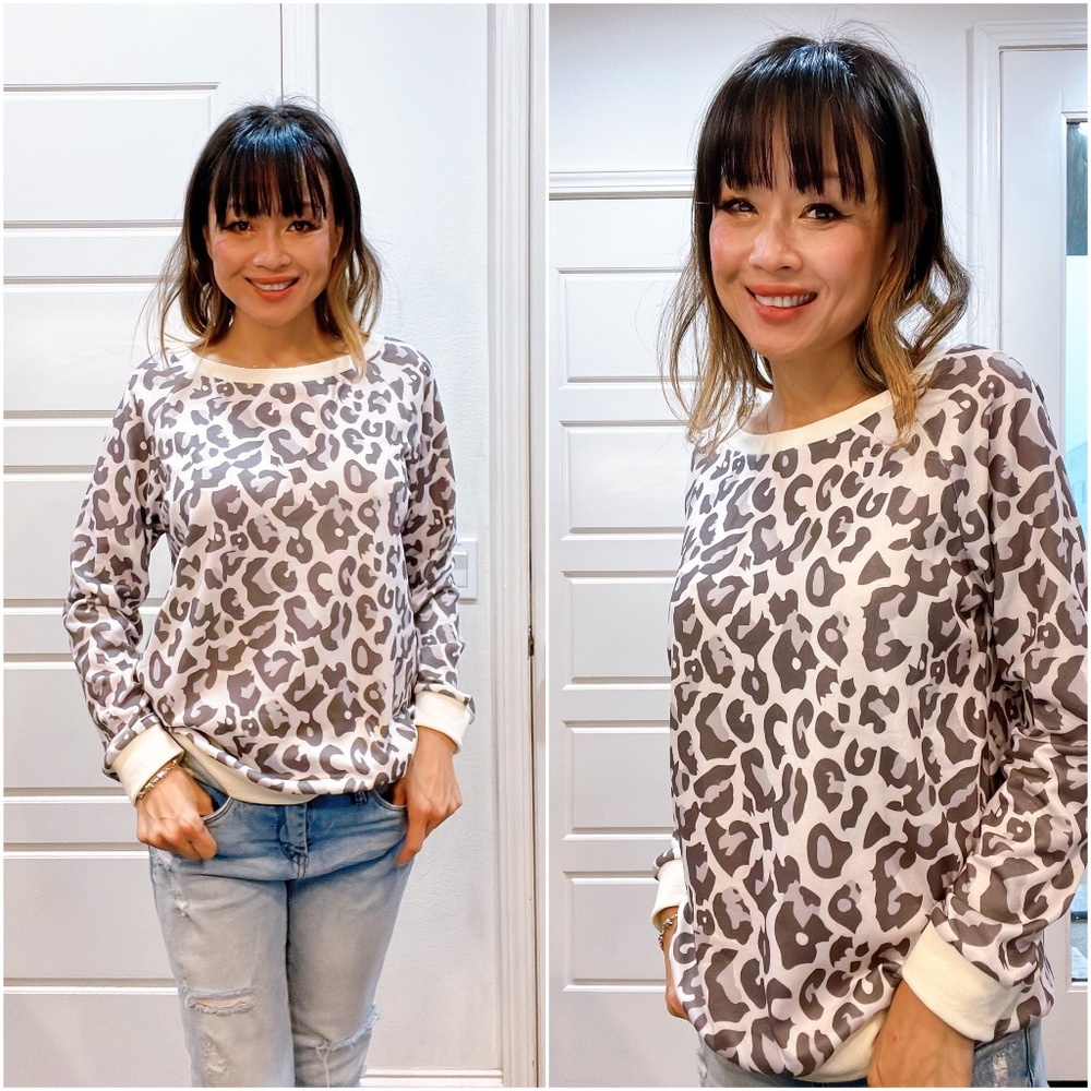 020 Cozy Leopard Print Long Sleeve Top